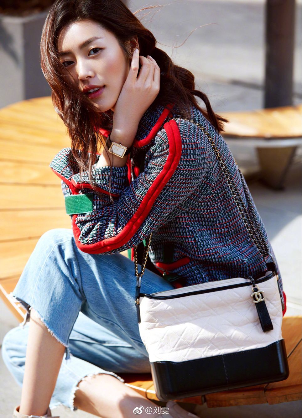 北狐明星杨幂白百何同款包流浪包真皮小香菱格链条包水桶包羊皮女包单