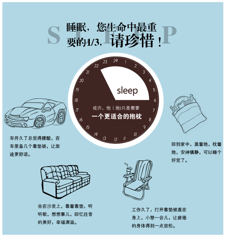 黑伍家纺    床上用品   卡通纯棉多功能抱枕两用被子 办公午休车用靠垫坐垫 狗宝宝 50*50/150*195cm
