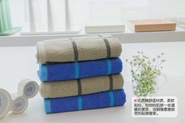 
                                                                                洁丽雅毛巾 成人车用男士纯棉毛巾吸水面巾洗脸 蓝色 34*72cm                