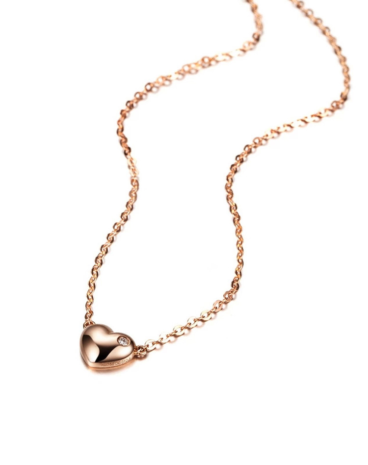 佐卡伊 18k金钻石项链吊坠 定制18k玫瑰金