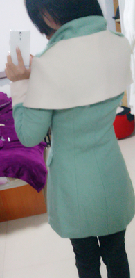 魅诗朵 2015新款女装修身斗篷潮毛呢外套秋冬天季风衣呢子大衣 黑灰色 S