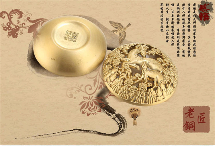 
                                        纯铜香薰炉家居摆件 仿古梅花鹿香炉摆件 瑞鹿吉祥 佛教香炉用具 铜本色                
