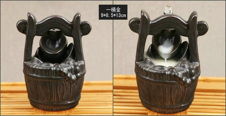 芳夕 烟倒流香炉 锥香沉檀塔香陶瓷香薰焚香炉 香道 高山流水送香 百莲好合 送香10粒