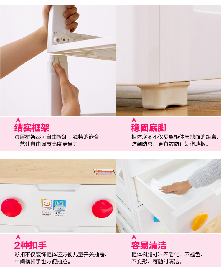 
                                        爱丽思IRIS五层塑料抽屉式收纳柜儿童玩具整理柜储物柜简易宝宝衣柜金属轨道整理柜HG                