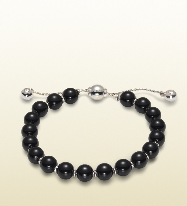 古奇(gucci)女款手链 黑色 珠子 银链 310541 j89k5 8163