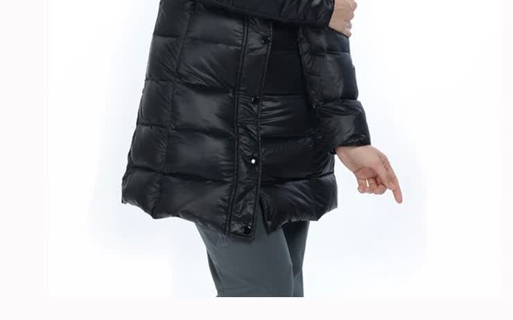 傲石开 雪貂羽绒服保暖女冬装中长款修身 户外羽绒衣显瘦外套特价 啡