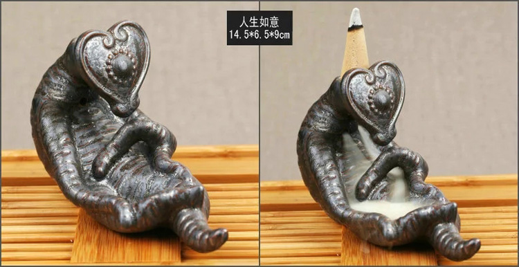 芳夕 烟倒流香炉 锥香沉檀塔香陶瓷香薰焚香炉 香道 高山流水送香 百莲好合 送香10粒