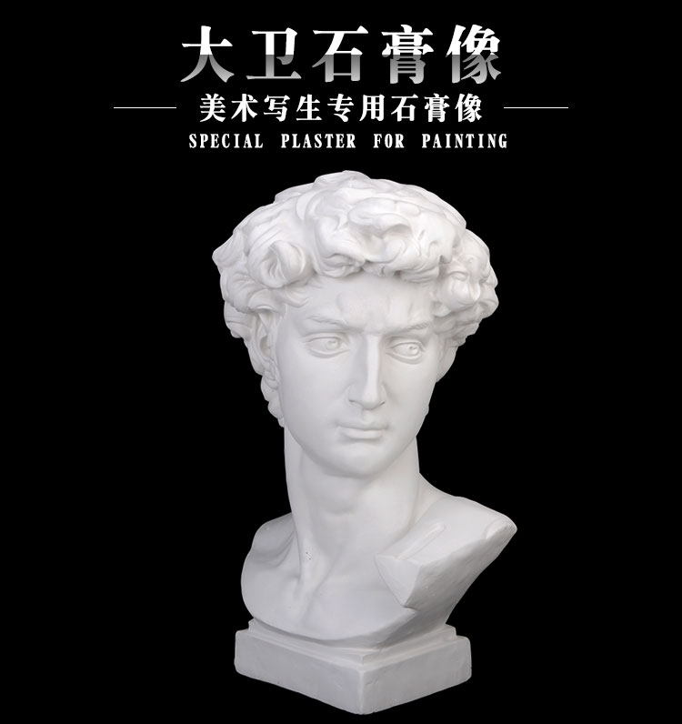 艺考美术石膏像大卫石膏像h67cm石膏人物头像石膏教具雕塑摆件 jx.163