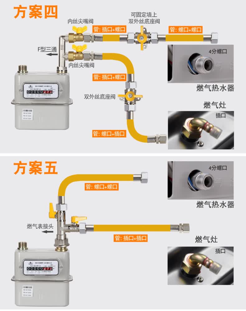 304不锈钢燃气管天然气管金属波纹软管燃气灶具煤气管热水器配件 螺口