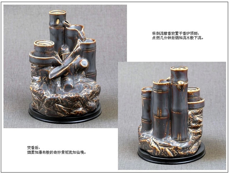 芳夕 烟倒流香炉 锥香沉檀塔香陶瓷香薰焚香炉 香道 高山流水送香 百莲好合 送香10粒