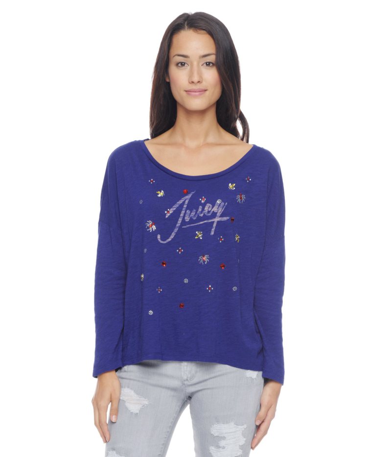 橘滋(juicy couture)女款t恤 棉质 圆领 蓝色 1276