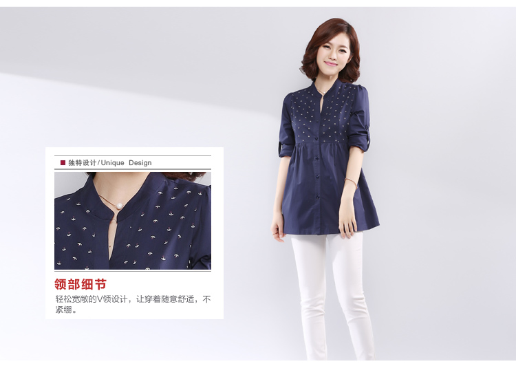 2016秋季新款中年大码长袖衬衫女休闲印花修身衬衣 玫红色 XL