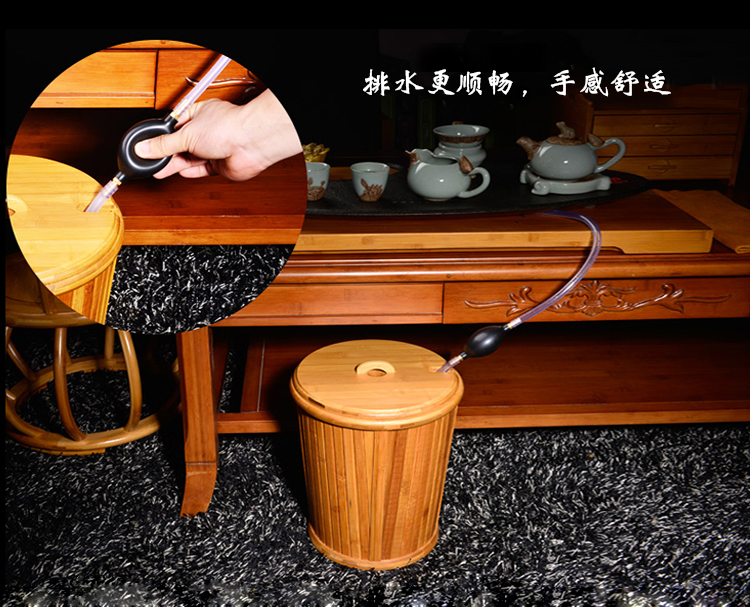 加厚导水管抽水茶具配件茶台茶水桶接水管 100cm排水管白色 铜头球
