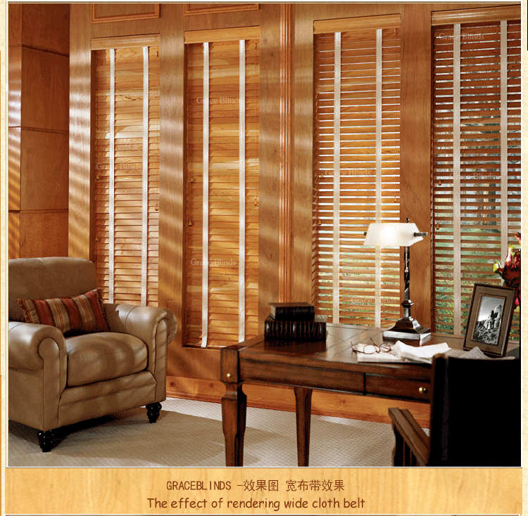 GRACEBLINDS 美国实木百叶窗帘 卧室遮光帘 卫生间防水窗帘阳台窗帘定制 50mm叶片+梯绳