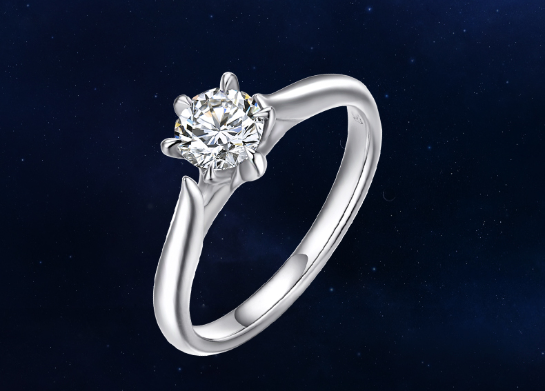 钻石世家 笙爱一生钻戒 18k金钻石戒指 经典六爪结婚戒指 专柜同款女