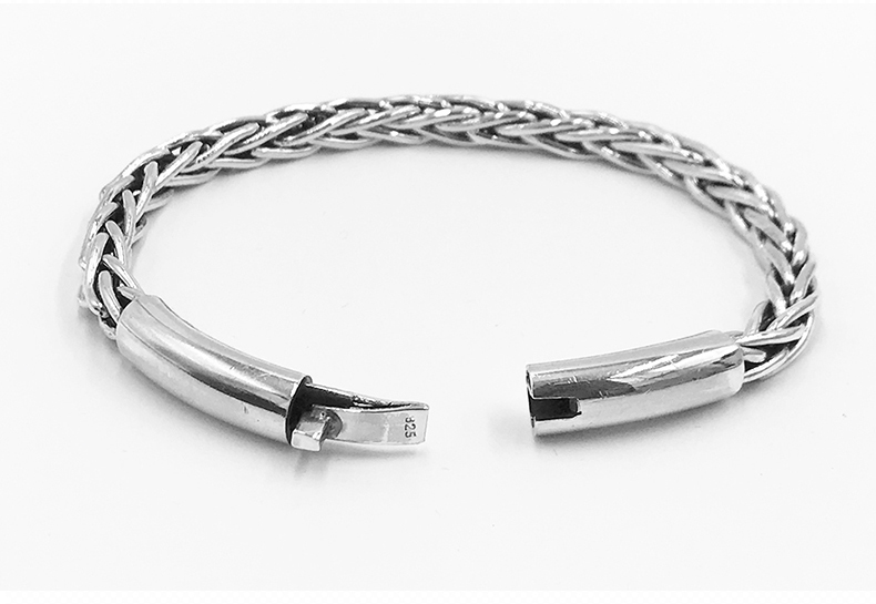 lime欧美风复古手工织圆链伸缩扣925银手链(进口氧化处理防变色) 8