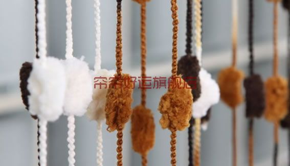 
                                        帘帘好运 毛球加密加粗型门帘挂帘玄关隔断窗帘装饰 毛毛球线帘 粉紫红毛球 2.8米宽2.8米高                