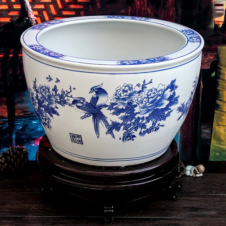 红得发紫 景德镇陶瓷鱼缸养金鱼缸乌龟缸睡莲盆荷花缸客厅摆件碗莲缸