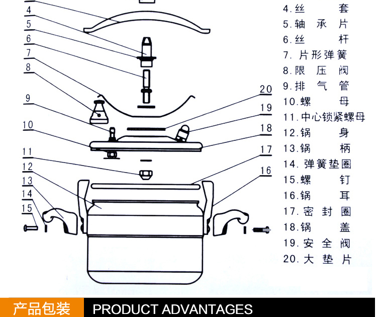 
                                        天喜（TIANXI）铝制高压锅 压力锅 C30/15L 燃气灶适用  适合酒店学校餐饮用 防爆压力锅                