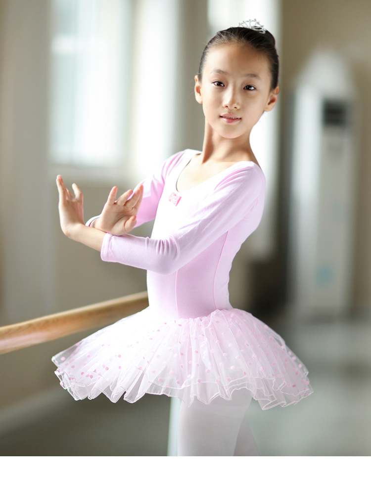 舞蹈服女童练功服长袖芭蕾舞裙幼儿连体服装加厚冬季 黑色 xl