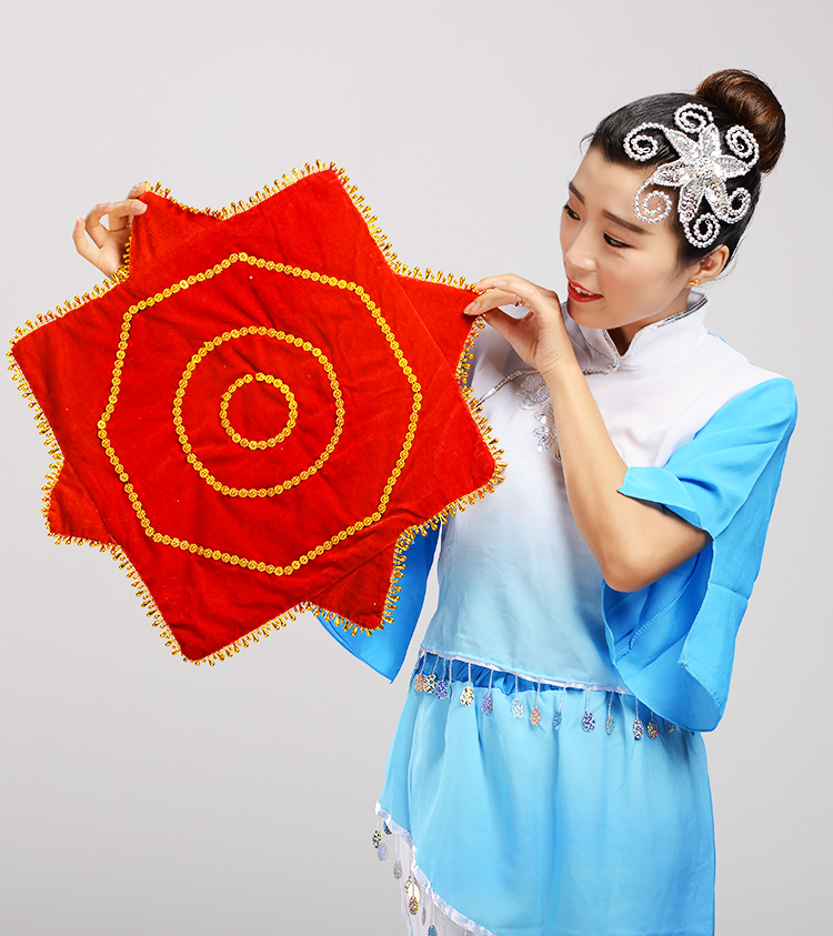 智汇舞蹈手绢跳舞秧歌手帕八角巾大厚带圈二人转广场舞手绢一对装红色