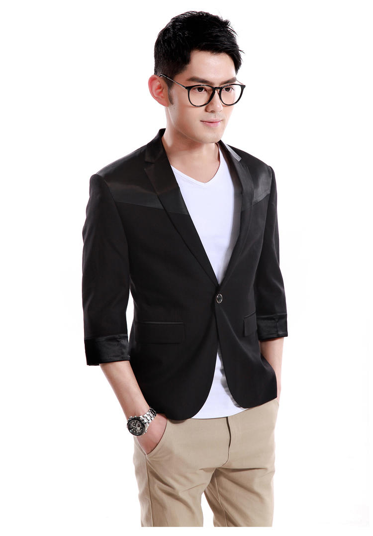 龙干休闲小西服男士七分袖2015新款韩版修身西装818 8012-1 48/l