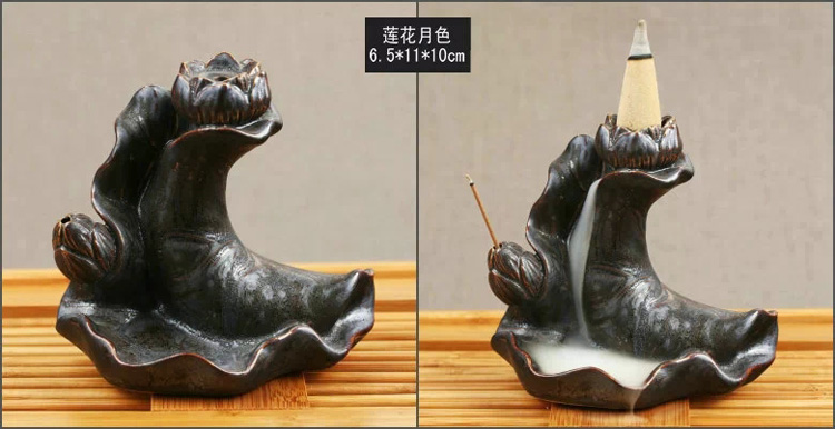 芳夕 烟倒流香炉 锥香沉檀塔香陶瓷香薰焚香炉 香道 高山流水送香 百莲好合 送香10粒