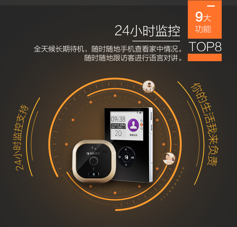 移康智能(eques) 电子猫眼无线门铃家用wifi智能猫眼可视门铃对讲防盗