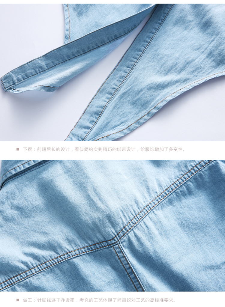 尚品奴2016秋冬装新品牛仔外套女 韩版宽松浅蓝色七分袖上衣短外套 4002 浅蓝色 L