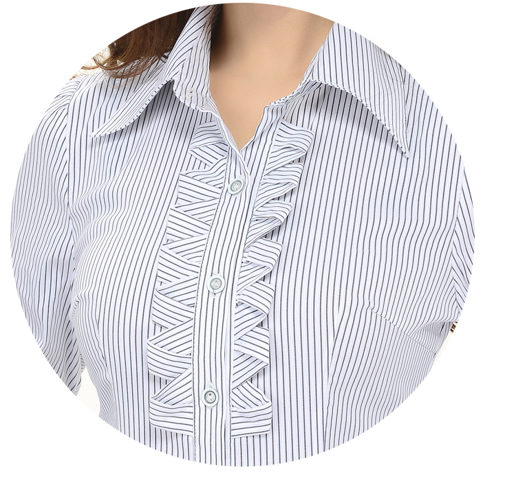 
                                        汇美特衬衫女长袖秋装韩版修身显瘦条纹打底职业装工作服正装衬衣 6371款 XXL                