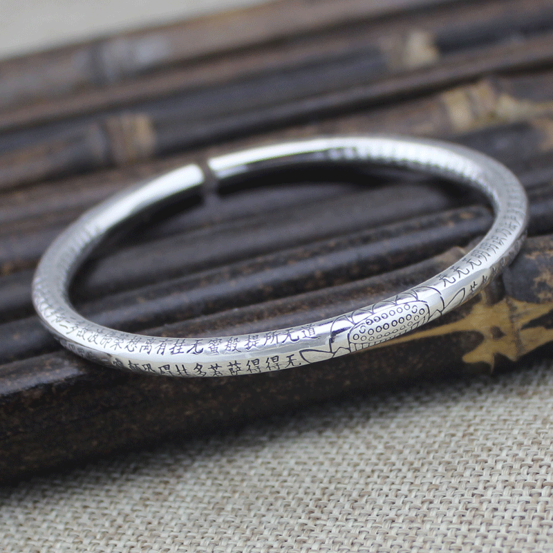 百氏银诚大圈口宝宝银手镯999足银实心银手镯女款银手环990足银40到41