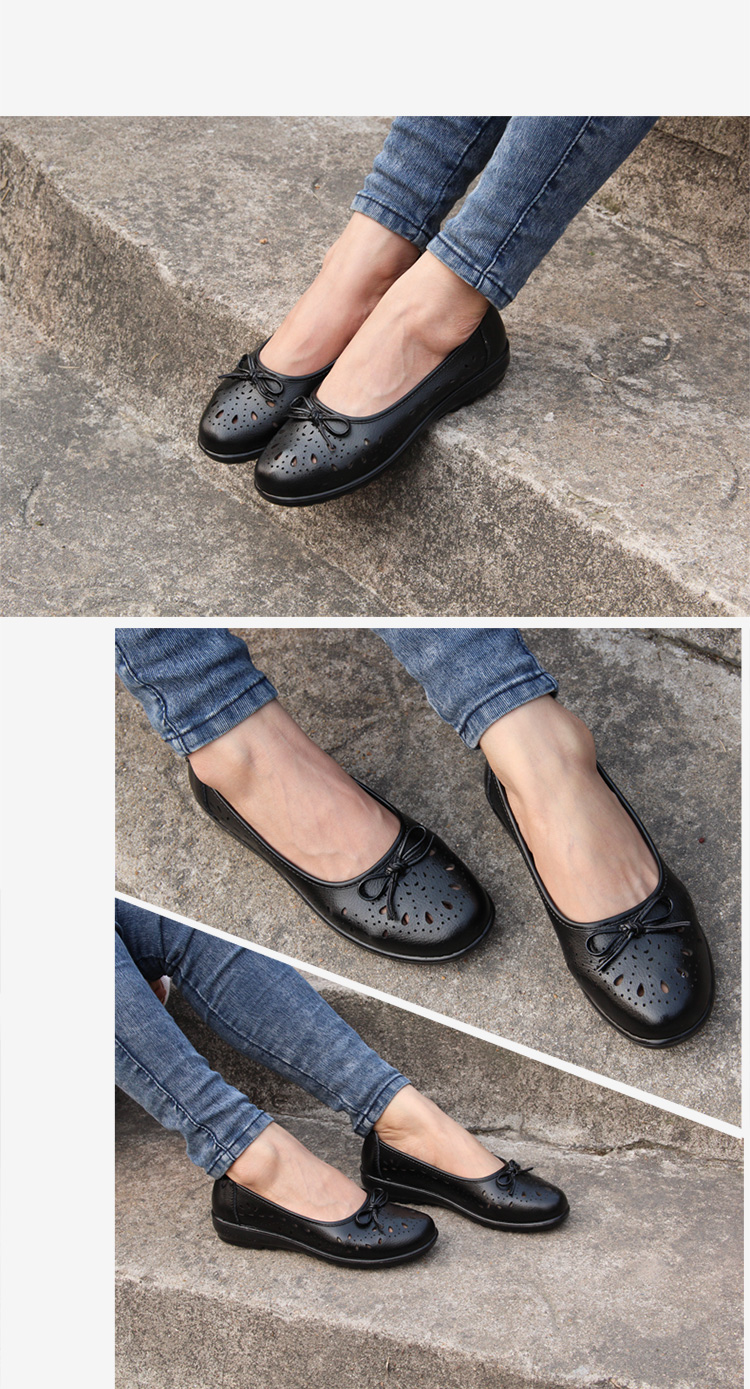 夜雨中老年女鞋妈妈凉鞋真皮软底平跟平底凉鞋夏季大码老人中年女凉鞋