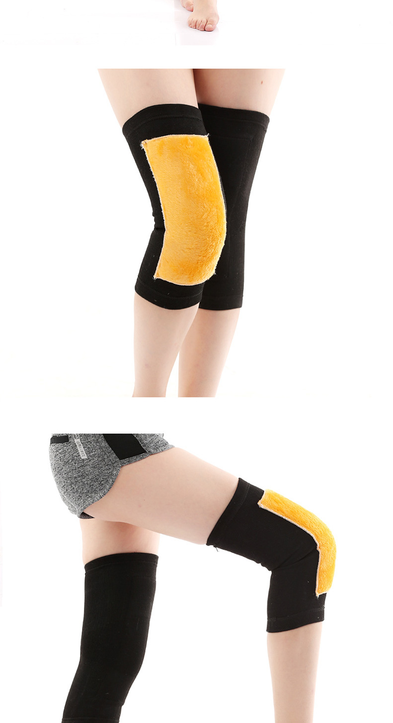 尚闲秋冬加绒加厚护膝针织摩托车保暖内护膝骑车普通款黑色l号