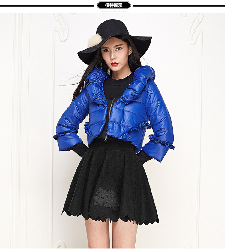 伊芙丽2015冬版女神新衣立领短款保暖时尚棉衣141021182281 宝蓝 s