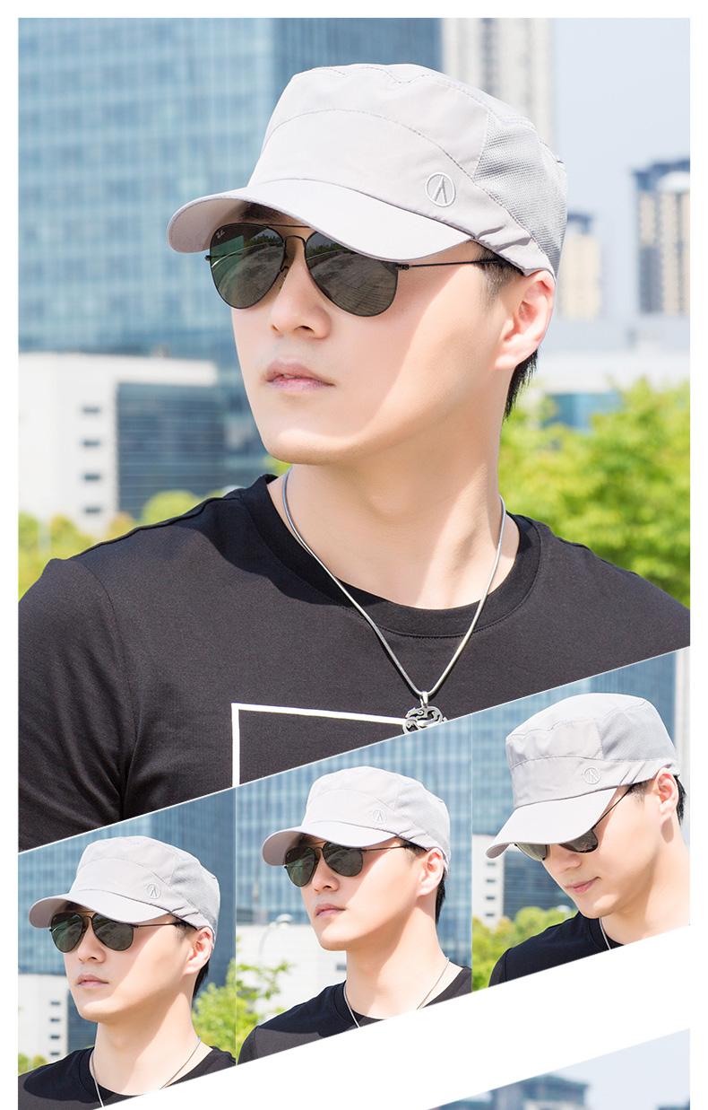 遮阳帽男夏天太阳帽男士夏季防晒帽平顶帽透气军帽钓鱼帽子薄款春秋