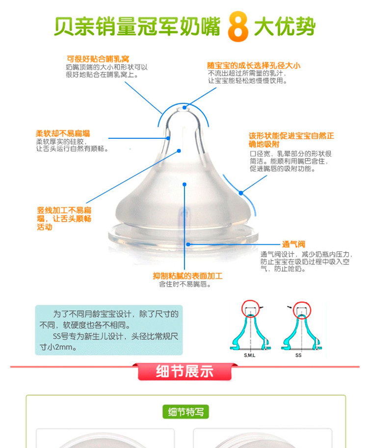 贝亲pigeon 自然实感宽口径奶嘴(l)ba60(盒装) l(6个月以上)