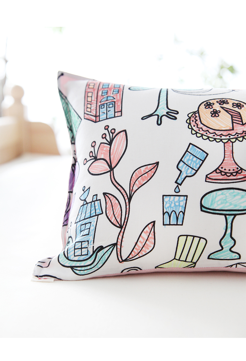 阳春小镇 儿童学生睡抱枕 diy手绘抱枕 ab面靠枕 沙发靠枕 手绘腰枕