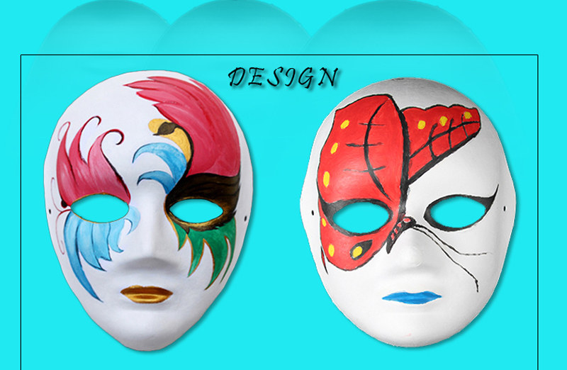 与同办公手绘绘画空白色面具男女脸谱半脸舞会京剧脸diy绘画涂鸦幼儿