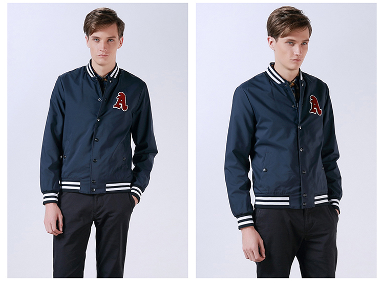 jackwalk双色罗汉领学院风茄克 c0141001 藏青 s