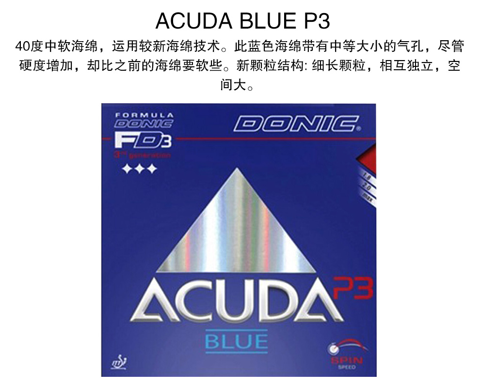 donic多尼克蓝火m1升级版乒乓套胶acudabluep1蓝海绵乒乓球粘性反胶