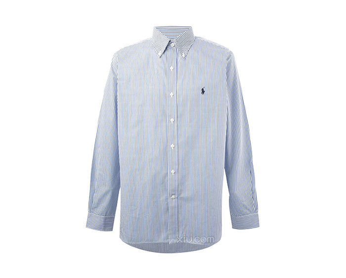 polo ralph lauren 男士纯棉条纹logo长袖衬衫 蓝色 16