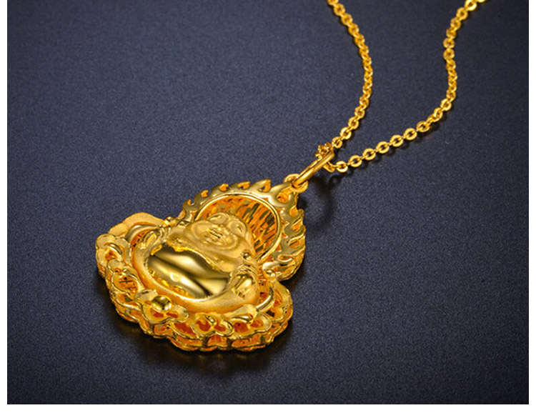 老凤凰黄金吊坠女款 足金999火焰弥勒佛黄金吊坠 女士金佛吊坠 送妈妈