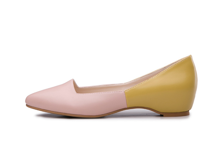 2015春夏新款拼色甜美单鞋浅口韩版平跟尖头时尚女鞋子141776 米兰色