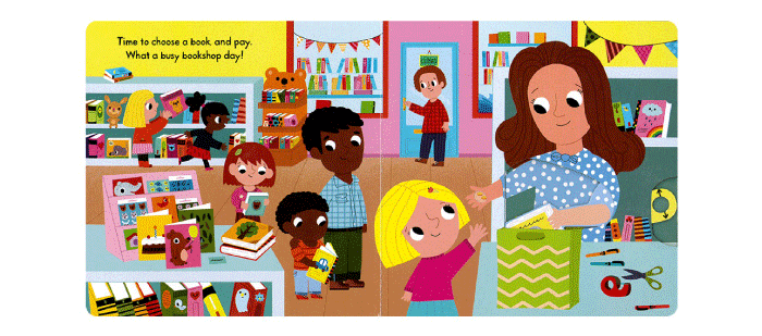 英文原版绘本 社会启蒙 busy bookshop 繁忙的书店 纸板书 操作书