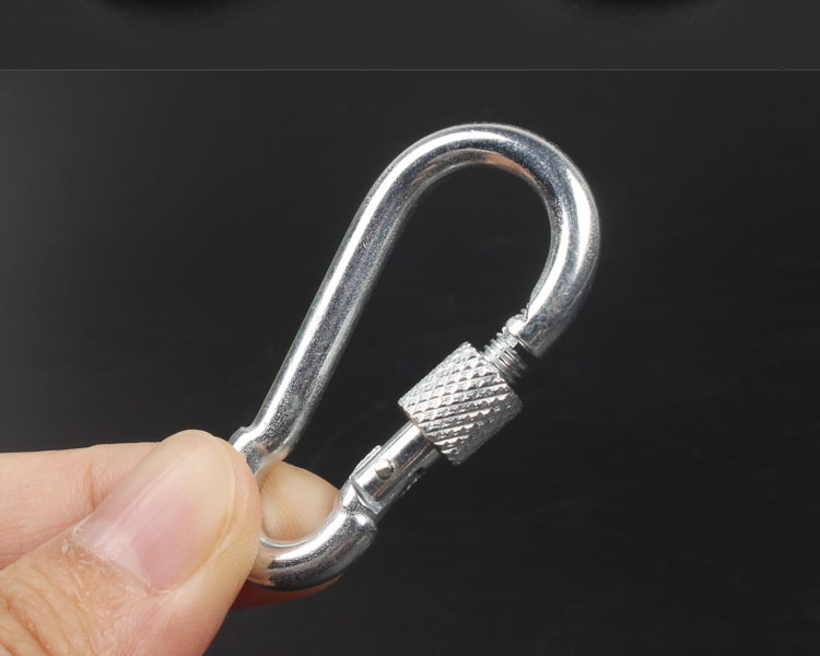 304不锈钢安全扣挂钩登山扣安全绳扣尼龙绳带帽保险扣 m4