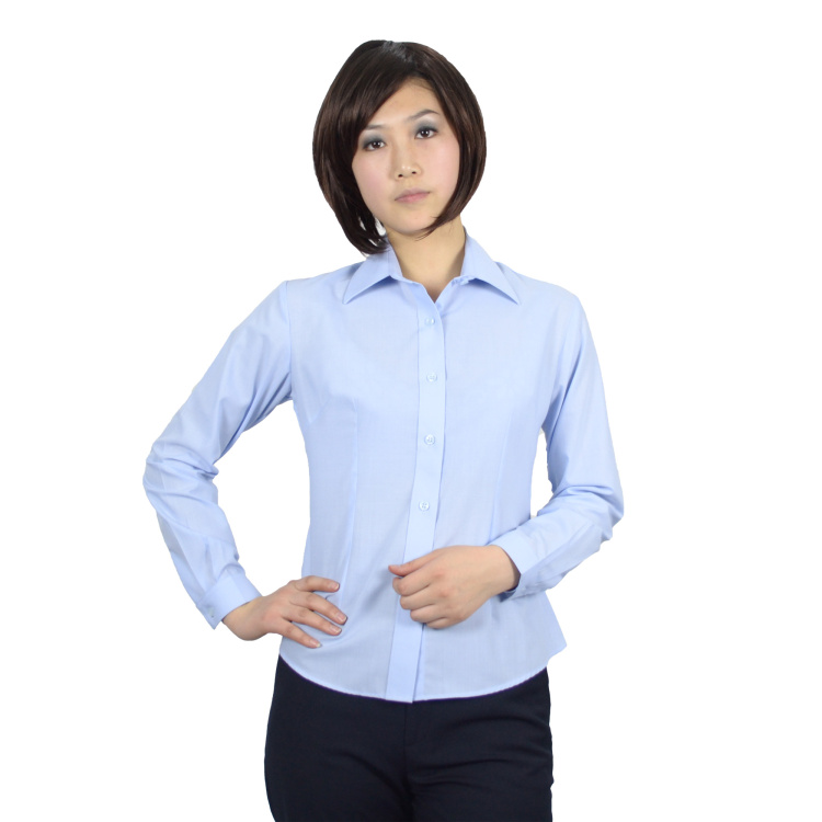 浅末 男女长袖职业装时尚商务衬衫职业装男女款衬衣 ZW0730 浅蓝色 M男