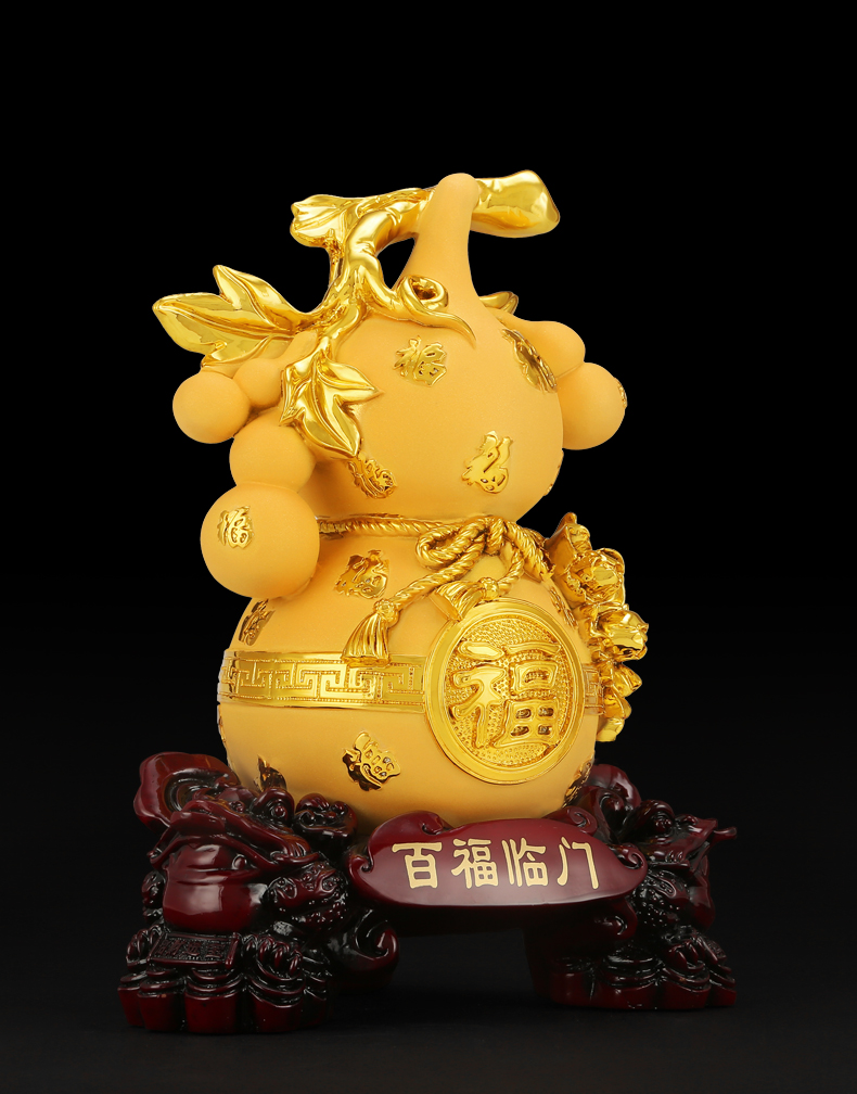 吉善缘 百福临门招财葫芦摆件 家居乔迁客厅酒柜电视柜装饰品工艺店铺