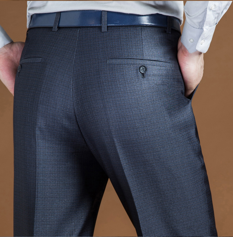 满志(manzhi)加绒西裤男 冬季厚款无褶直筒宽松西装裤 商务黑灰159 42