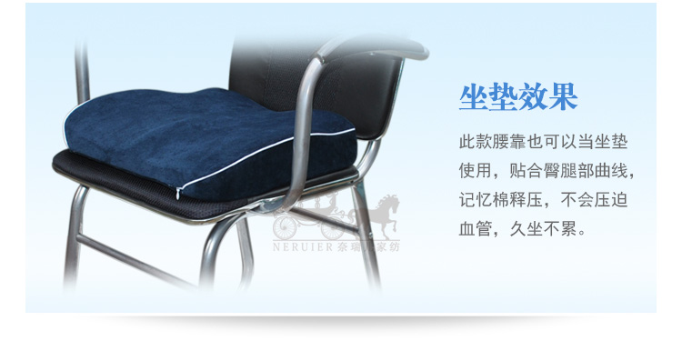 
                                        PARKSHIN 护腰靠垫靠枕办公室座椅靠背垫护腰枕 记忆棉汽车用靠垫 藏青                