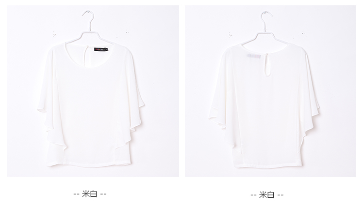 三福2015夏季新款女装 韩版圆领净色/撞色波点印花荷叶短袖T恤 343375 黑底白点 M